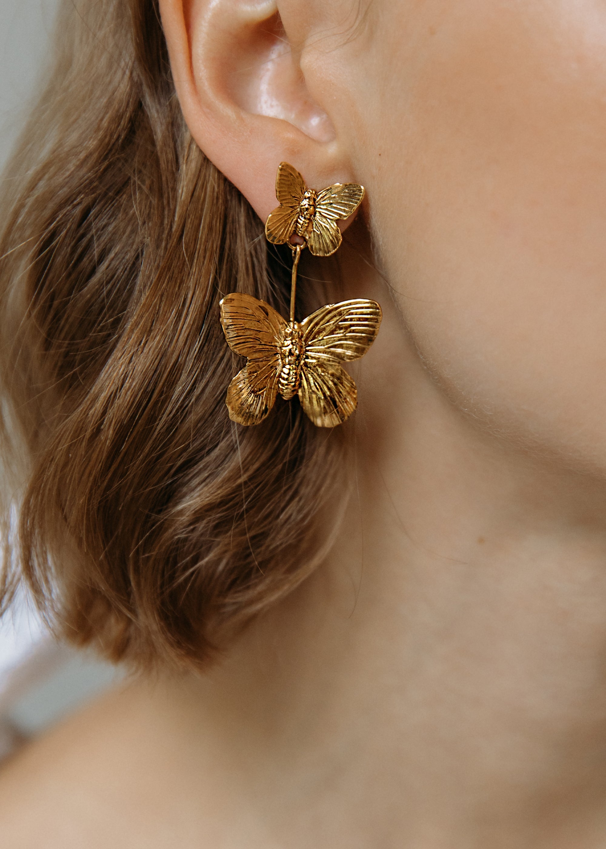 Butterfly Earrings 2.2 Grams - Personalised Kids Gold Jewellery - Doodles  by Purvi